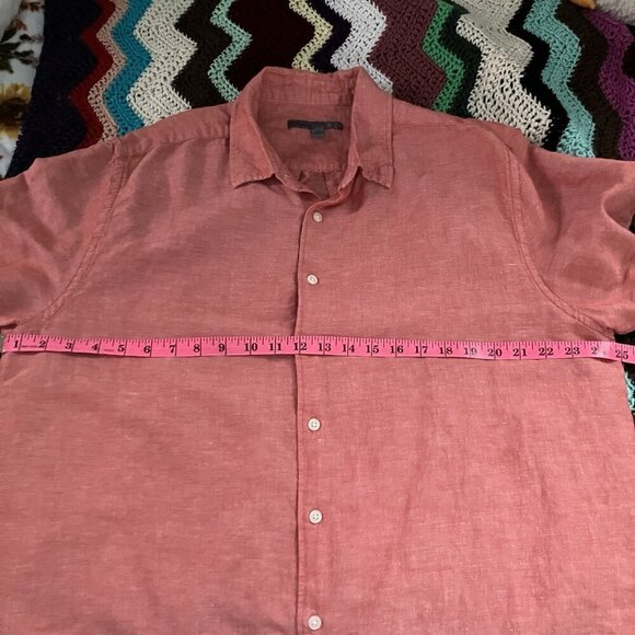 Y2K Old Navy Linen Shirt Mens XL Red Short Sleeve Camp Shirt - Picture 6 of 6